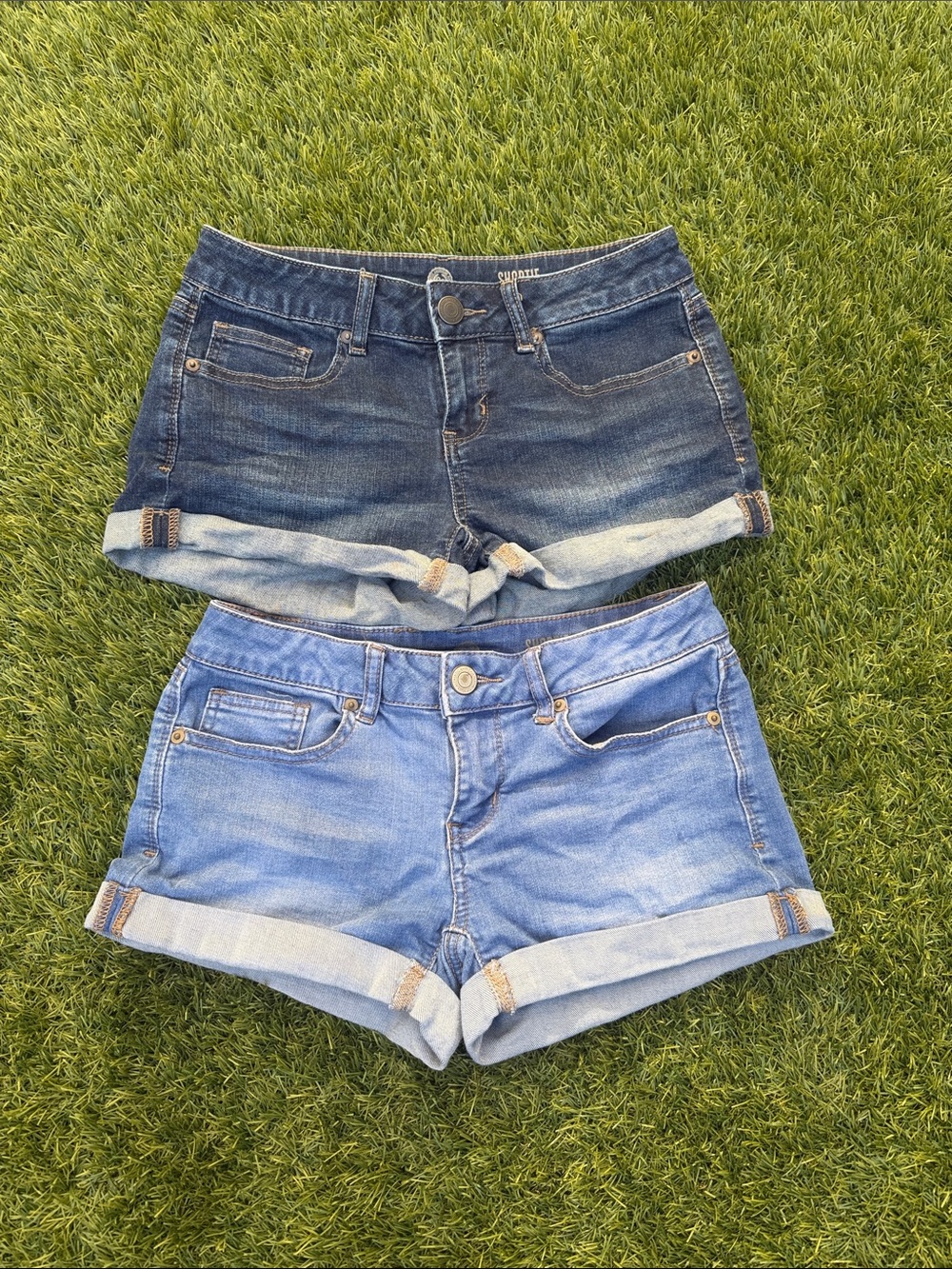 Denim Roll-Cuff Shorts - Dark & Light Blue (set of 2) size 3 (juniors)